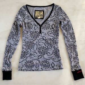 Billabong - Gray and Black Long Sleeve Pattern Shirt